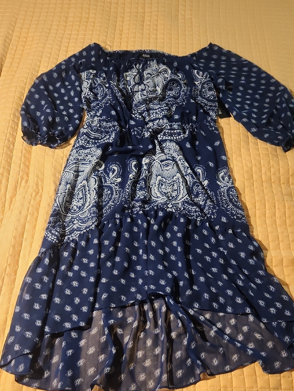NWT A.N.A Navy & White Paisley Dress